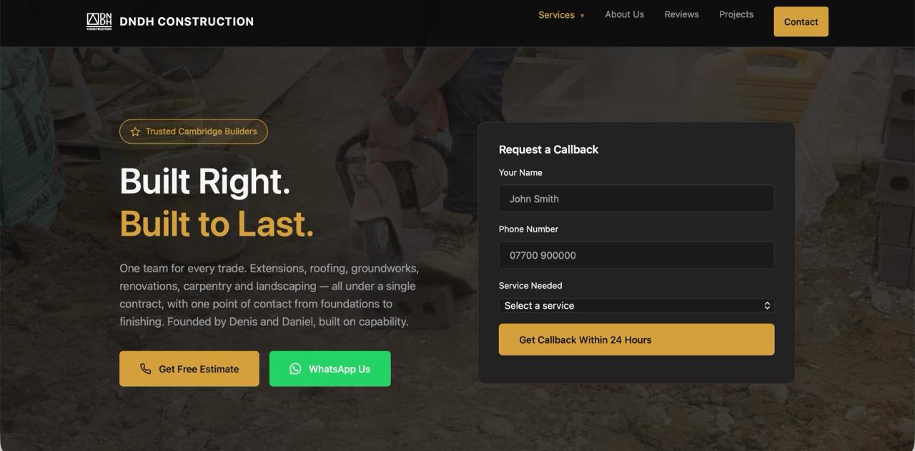 DNDH Construction Website